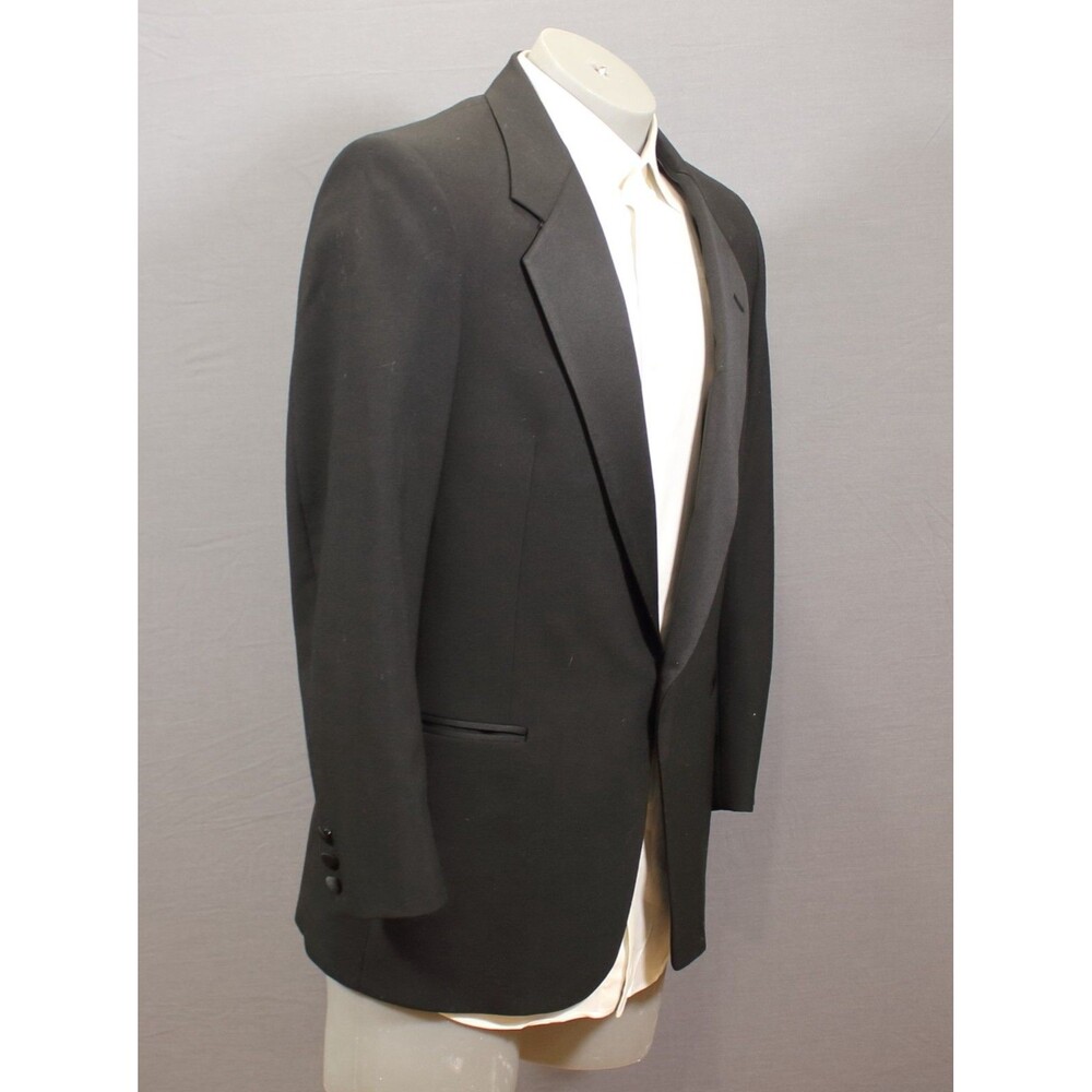 Vintage Kuppenheimer Tuxedo 2 pc Suit Mens Black Solid Wool 1 Btn 42R 36" Waist - Picture 4 of 12
